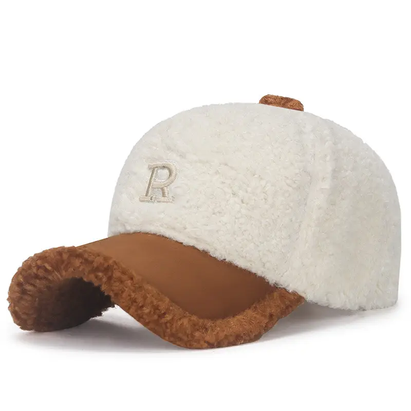 Winter Teddy Velvet Baseball Cap with Embroidered R - Image 5