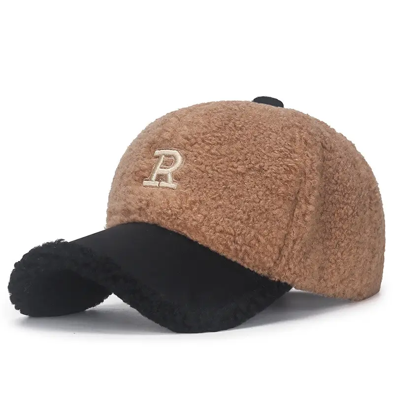 Winter Teddy Velvet Baseball Cap with Embroidered R - Image 7