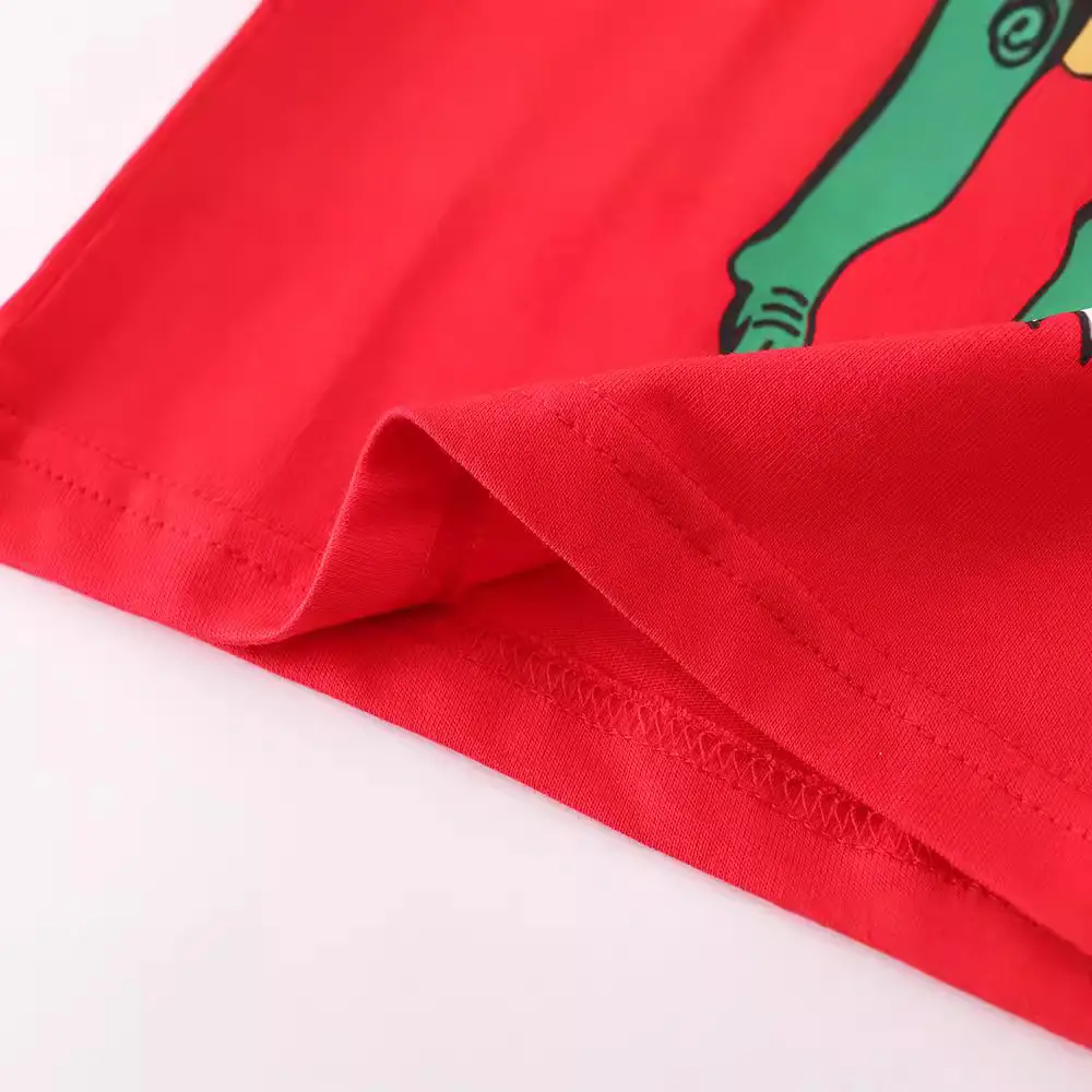 2024 Boys Red Santa T-shirt with T-Rex Print - Image 4