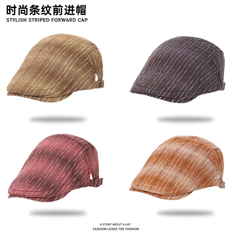 Men's Striped Plaid Forward Cap Sun Hat - Image 5