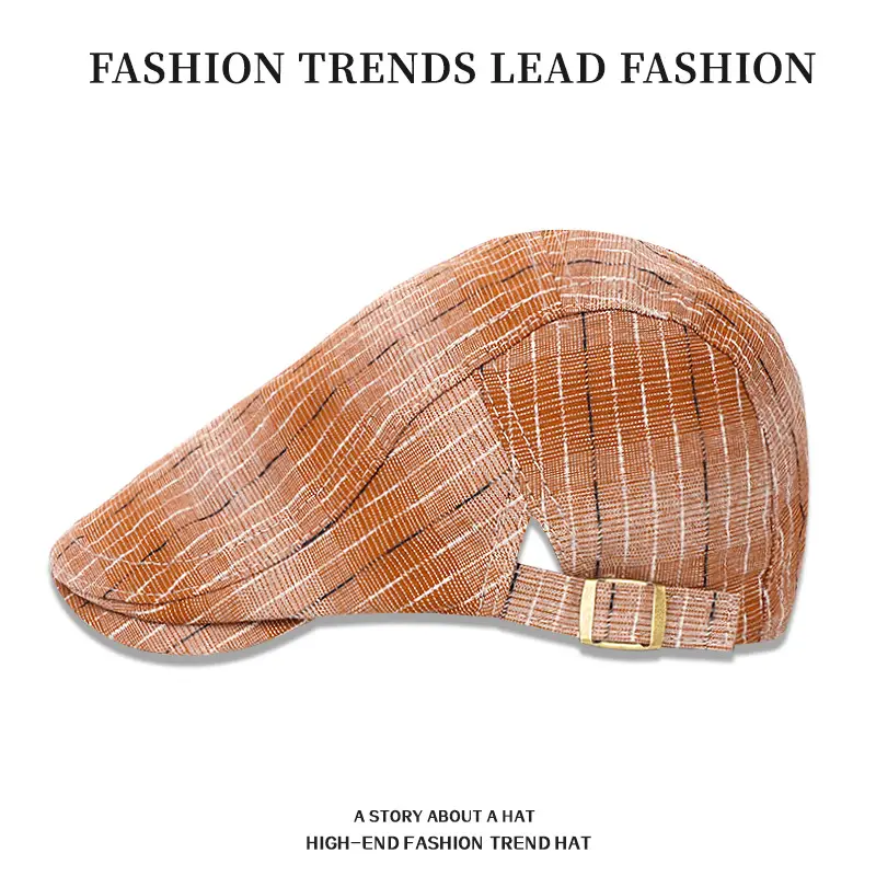 Men's Striped Plaid Forward Cap Sun Hat - Image 6