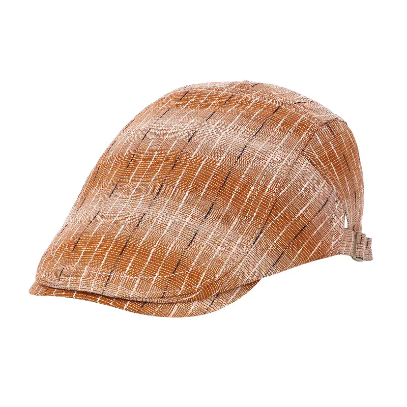 Men's Striped Plaid Forward Cap Sun Hat - Image 9