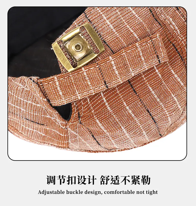 Men's Striped Plaid Forward Cap Sun Hat — feature 10