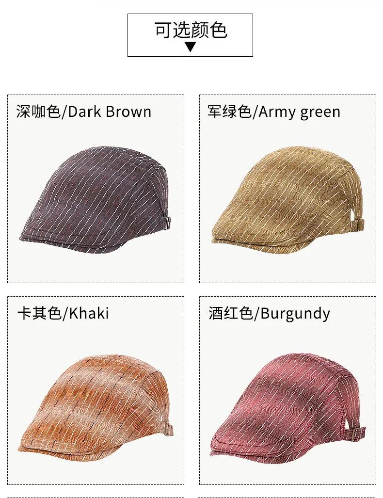 Men's Striped Plaid Forward Cap Sun Hat — feature 5