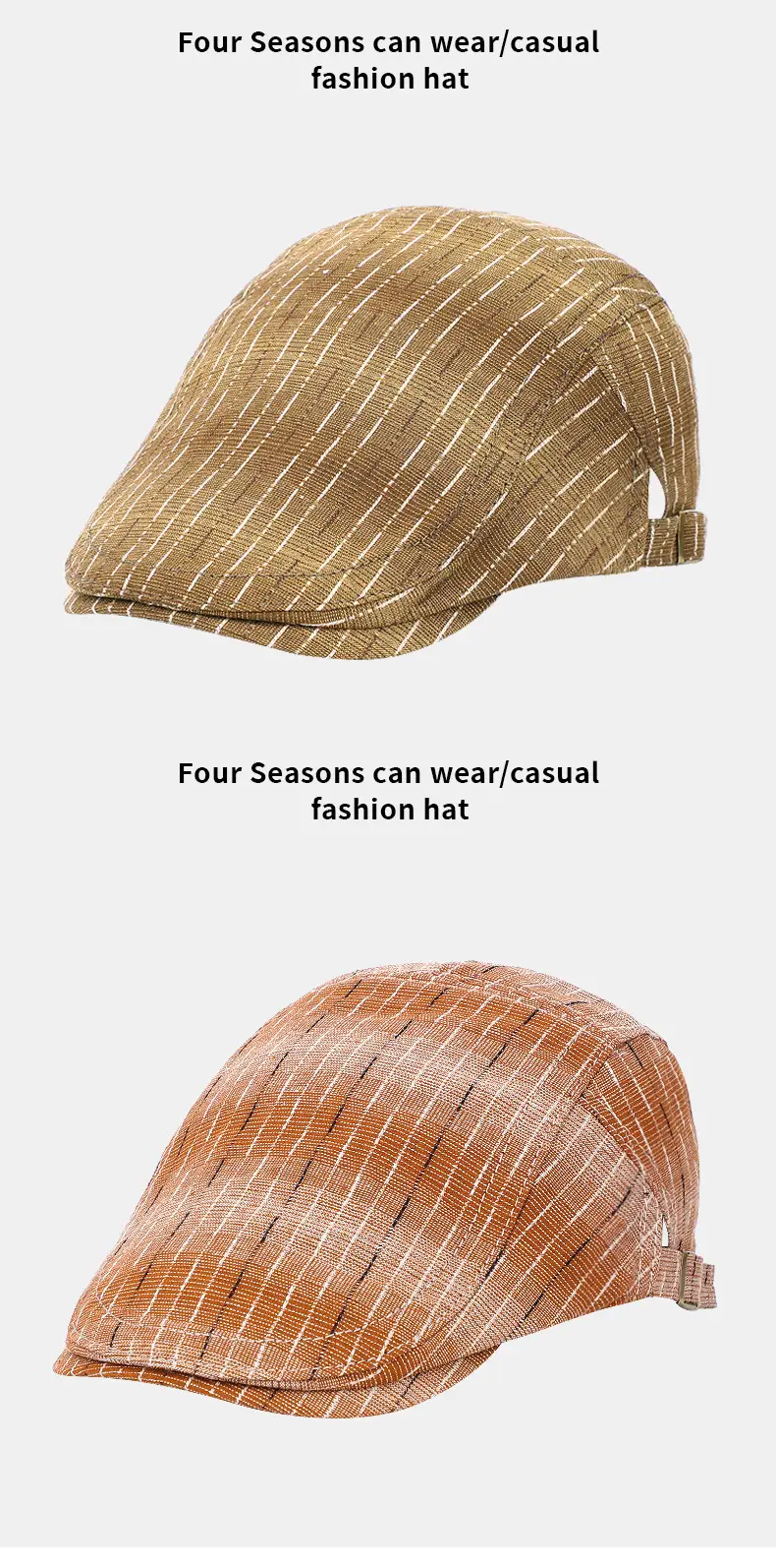 Men's Striped Plaid Forward Cap Sun Hat — feature 7