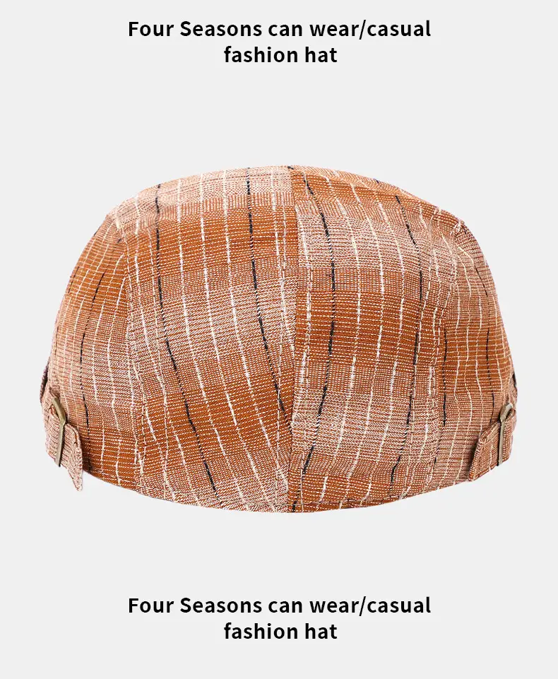 Men's Striped Plaid Forward Cap Sun Hat — feature 8
