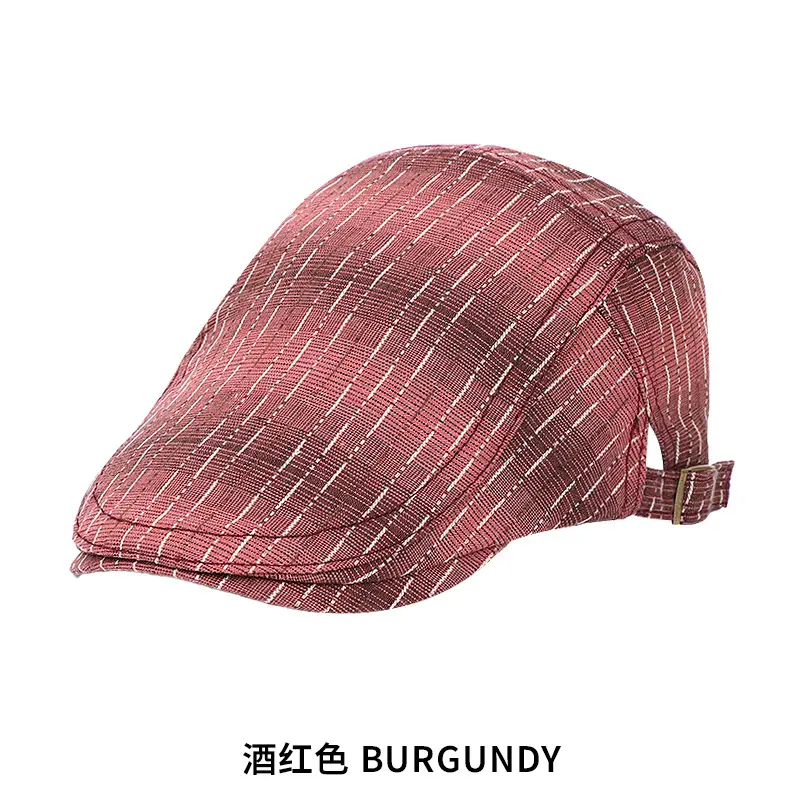 Men's Striped Plaid Forward Cap Sun Hat - Image 3