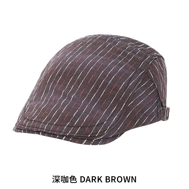 Men's Striped Plaid Forward Cap Sun Hat - Image 4