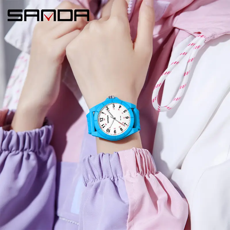 Sanda Green Silicone Water Resistant Watch for Men Women