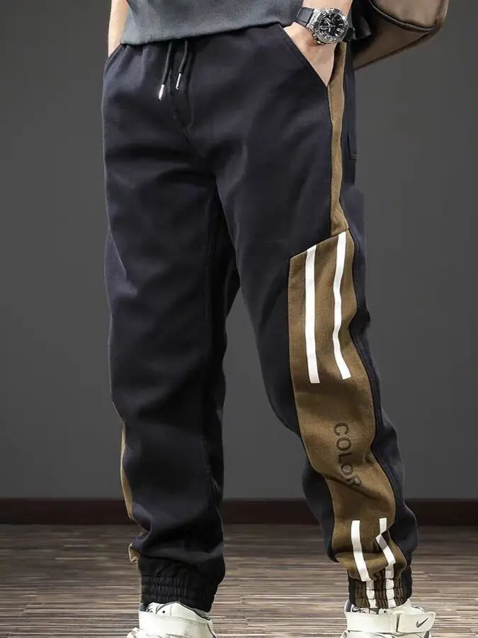 Men Casual Leg Bunch Pants Black Brown White Loose Slimming - Image 4