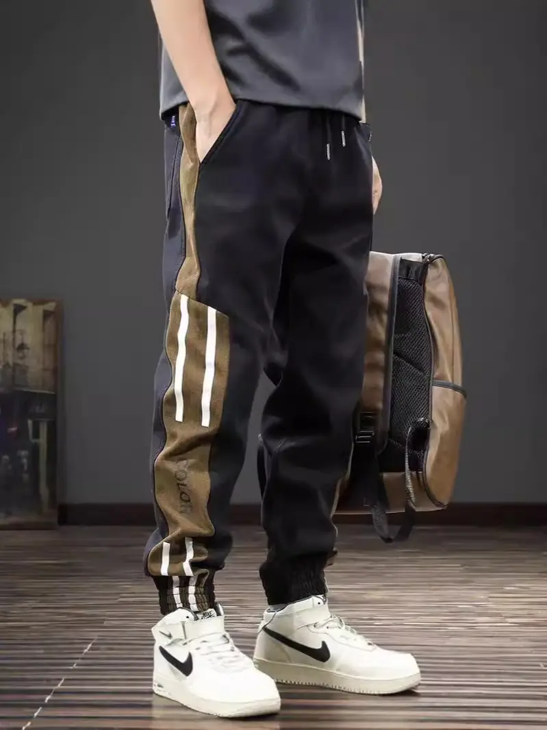 Men Casual Leg Bunch Pants Black Brown White Loose Slimming - Image 6