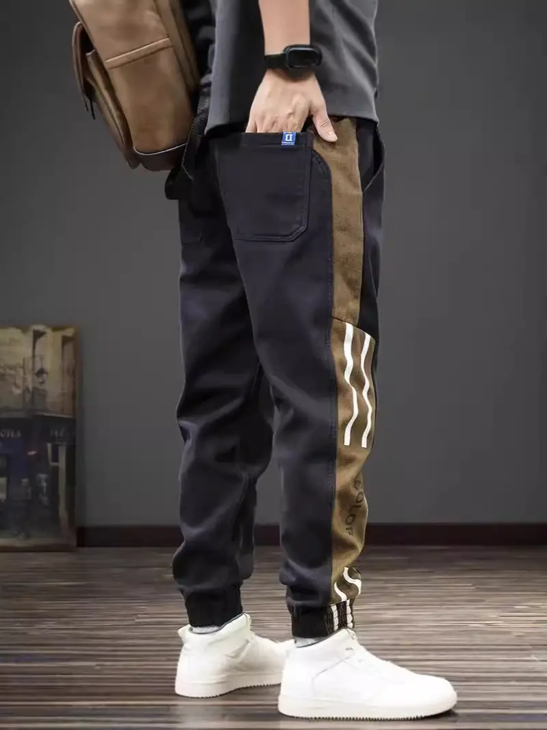Men Casual Leg Bunch Pants Black Brown White Loose Slimming - Image 7