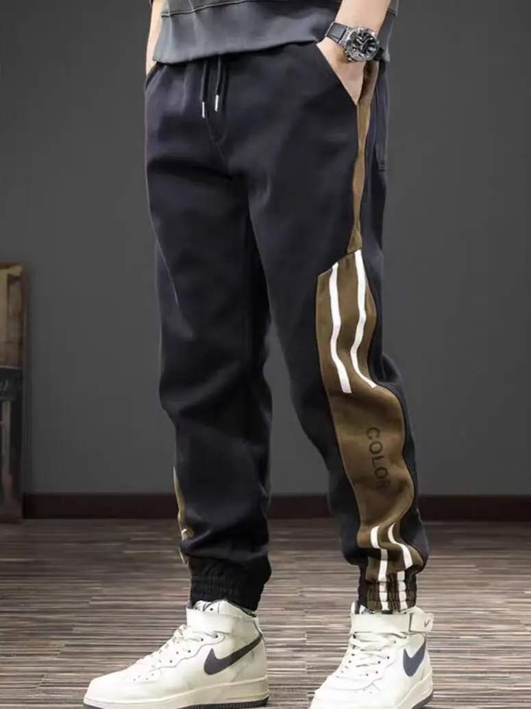 Men Casual Leg Bunch Pants Black Brown White Loose Slimming - Image 8