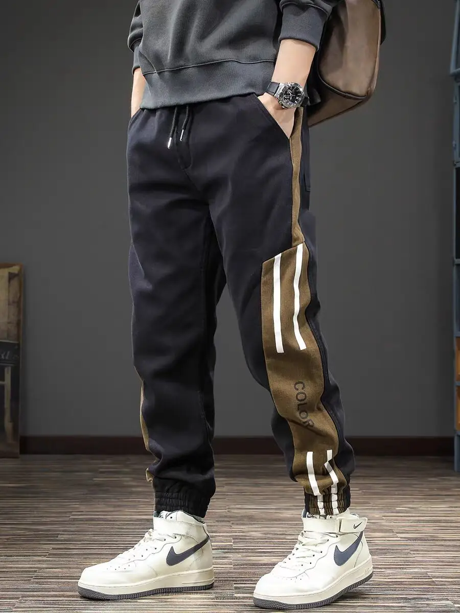 Men Casual Leg Bunch Pants Black Brown White Loose Slimming — feature 5