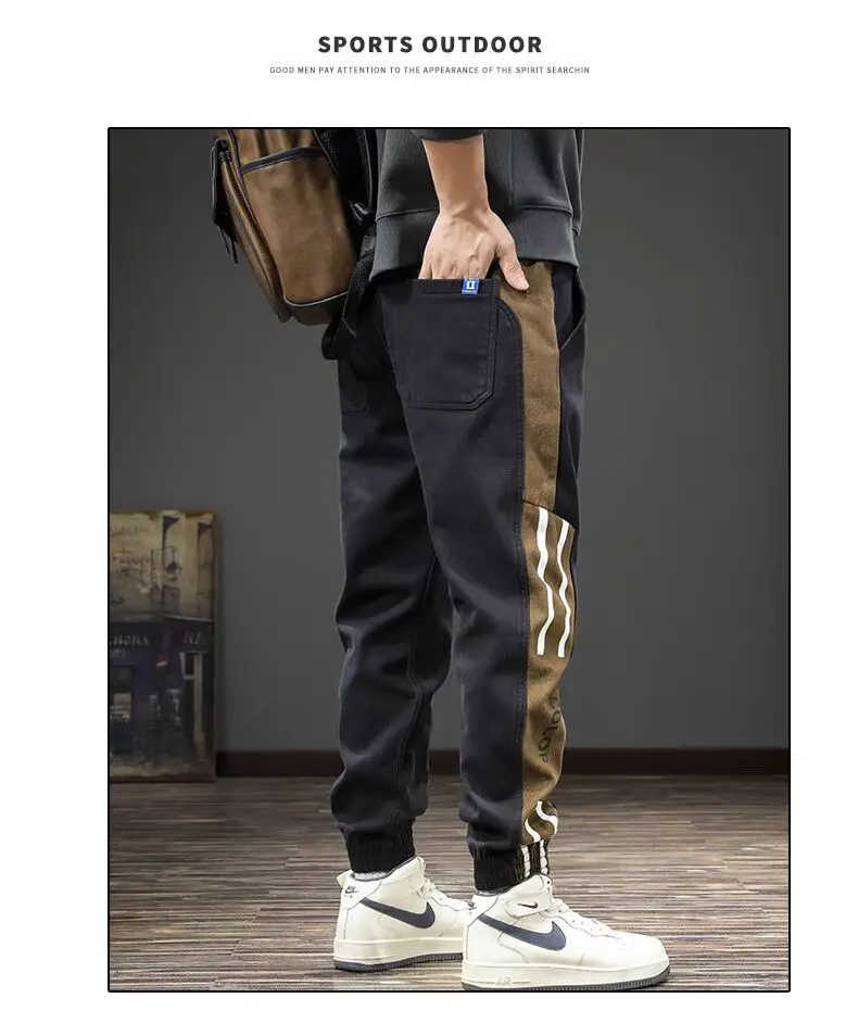 Men Casual Leg Bunch Pants Black Brown White Loose Slimming — feature 9
