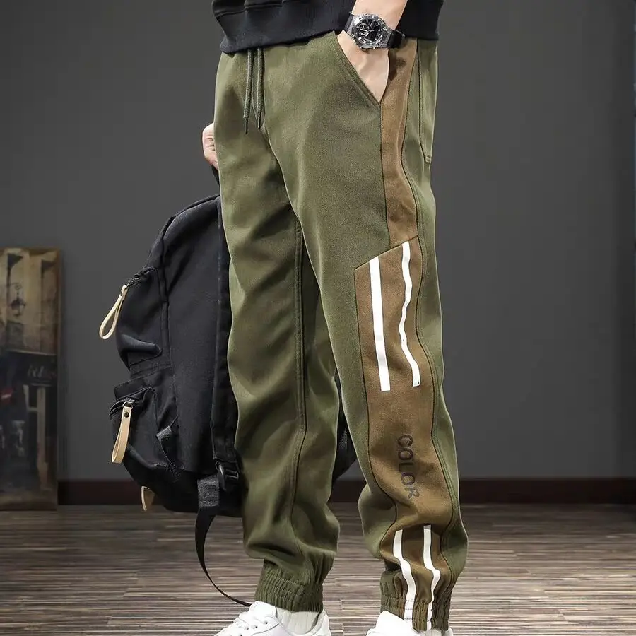Men Casual Leg Bunch Pants Black Brown White Loose Slimming - Image 3