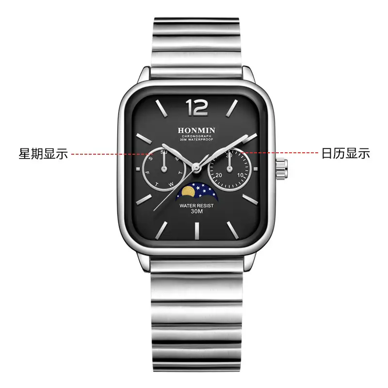 Men's Waterproof Steel Band Quartz Watch with Student Design - Image 4