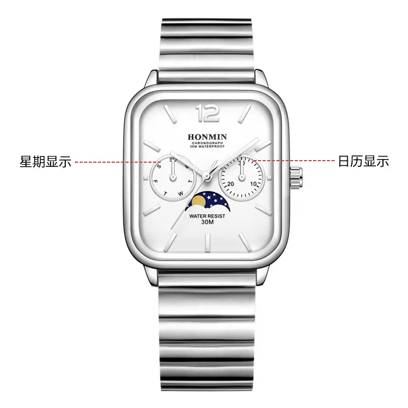 Men's Waterproof Steel Band Quartz Watch with Student Design - Image 5