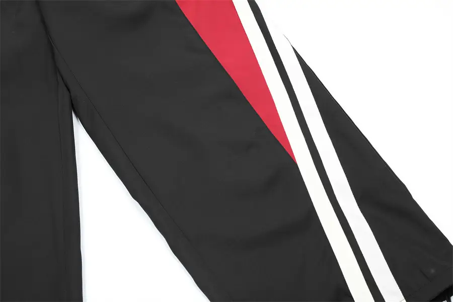 Men Black Red White Track Pants with Side Stripes — feature 10