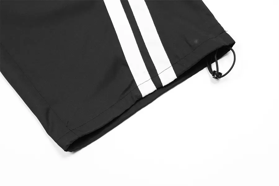 Men Black Red White Track Pants with Side Stripes — feature 11