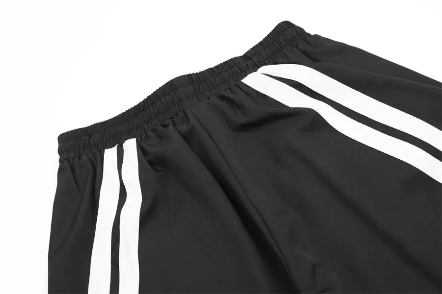 Men Black Red White Track Pants with Side Stripes — feature 9