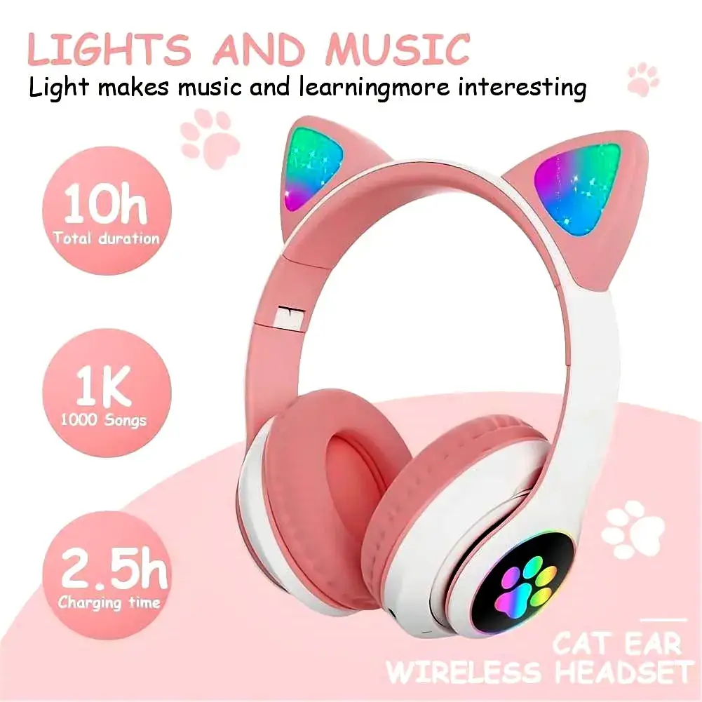 Cat Ear Bluetooth Headset with Luminous Design