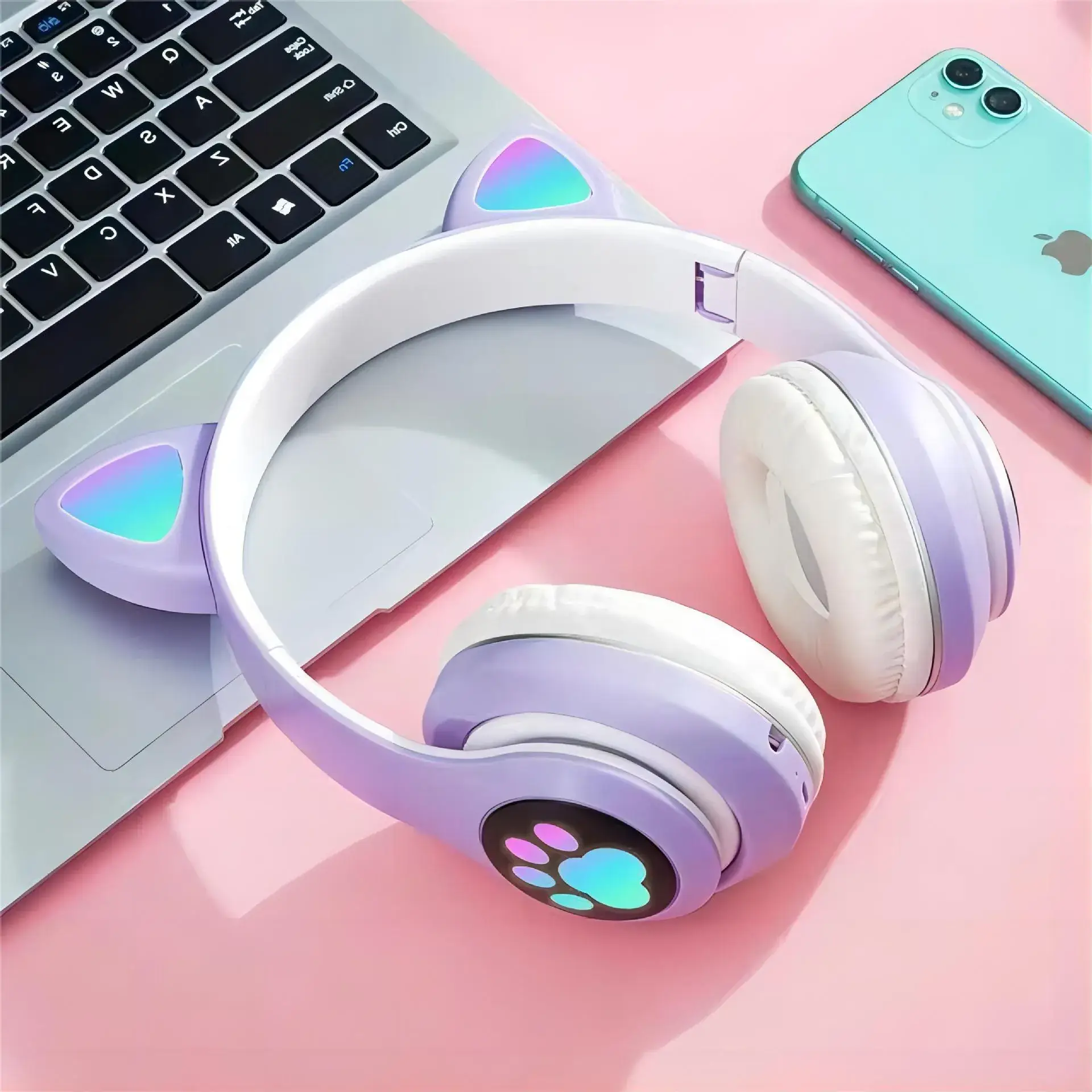 Cat Ear Bluetooth Headset with Luminous Design
