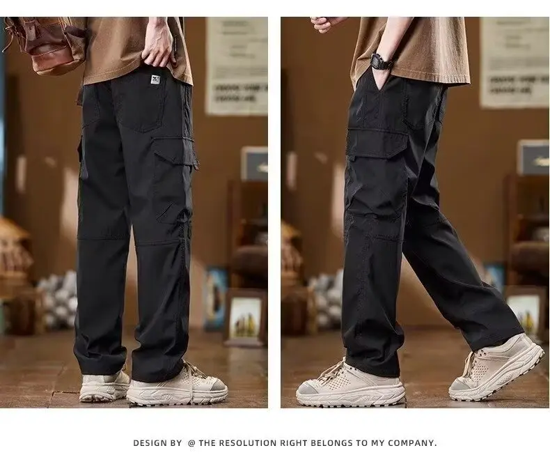 Men Ice Silk Paratrooper Pants Large Summer Loose Straight Leg — feature 18