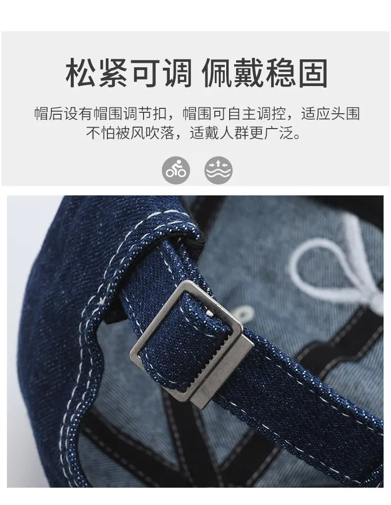 Women Casual Bow Denim Baseball Cap White — feature 4