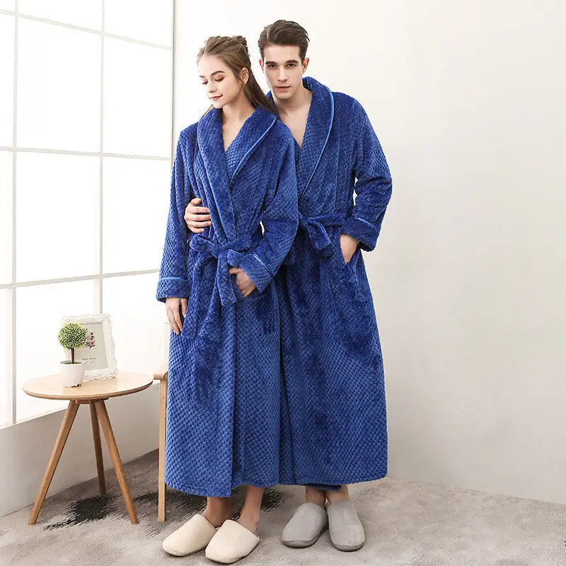Purple Flannel Nightgown for Couple Plus Size Velvet Bathrobe - Image 10