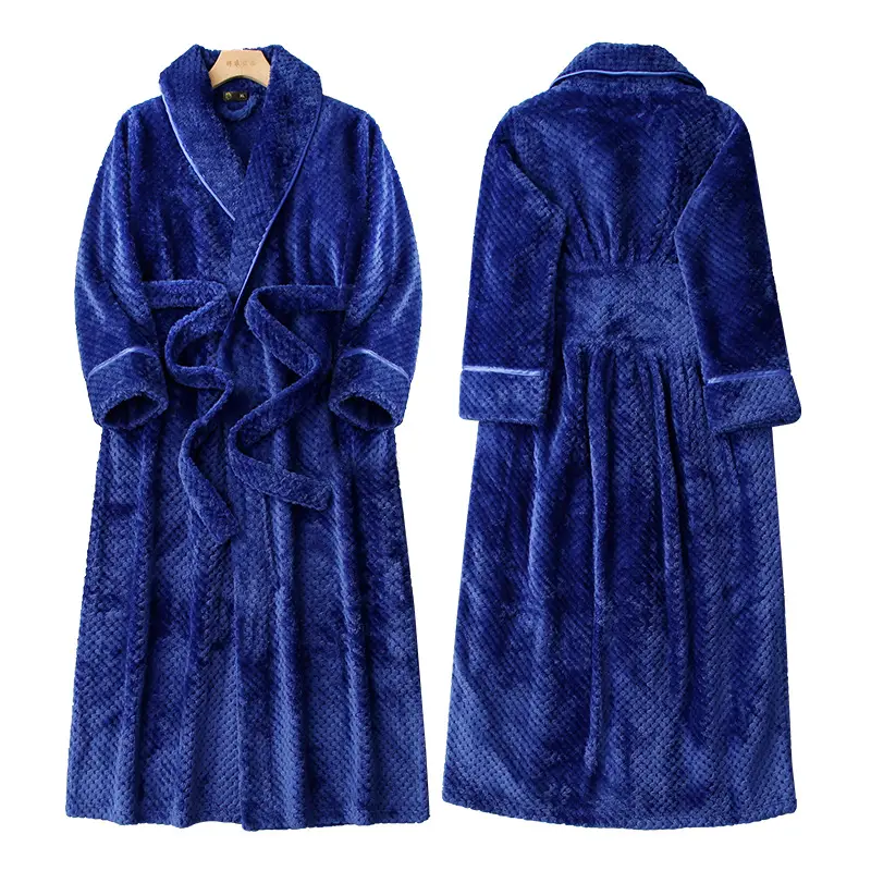 Purple Flannel Nightgown for Couple Plus Size Velvet Bathrobe - Image 13