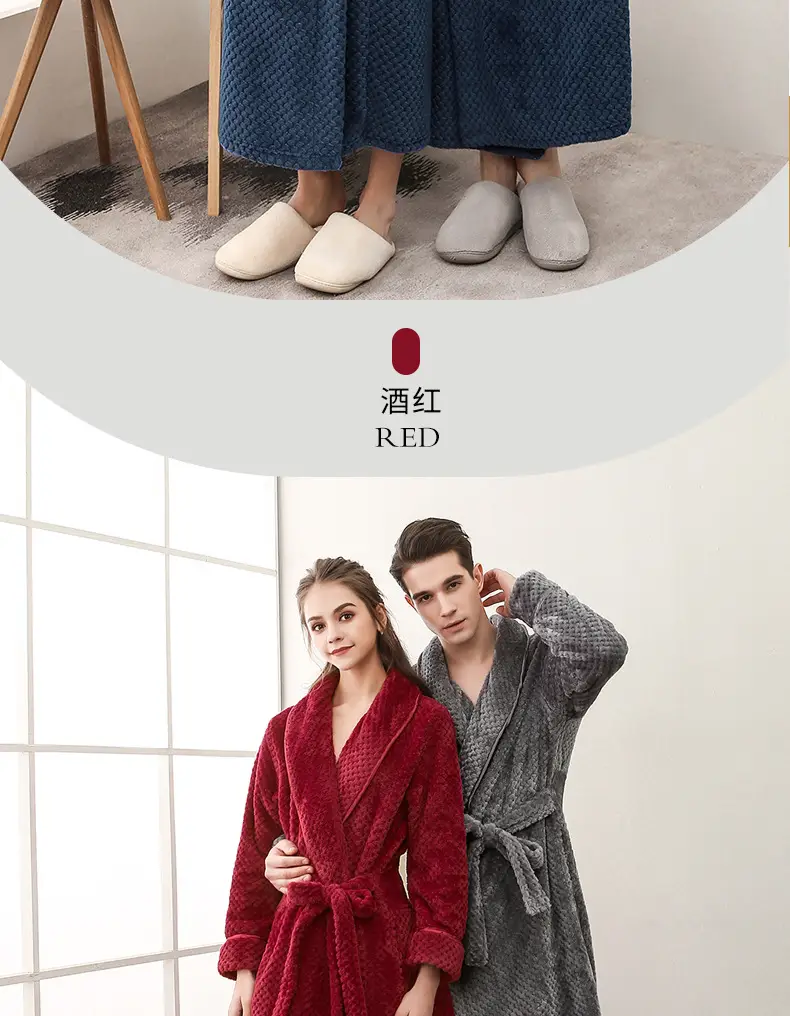 Purple Flannel Nightgown for Couple Plus Size Velvet Bathrobe — feature 14
