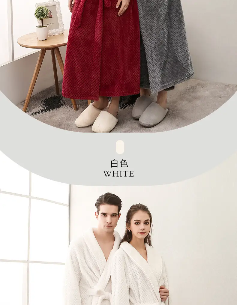 Purple Flannel Nightgown for Couple Plus Size Velvet Bathrobe — feature 15