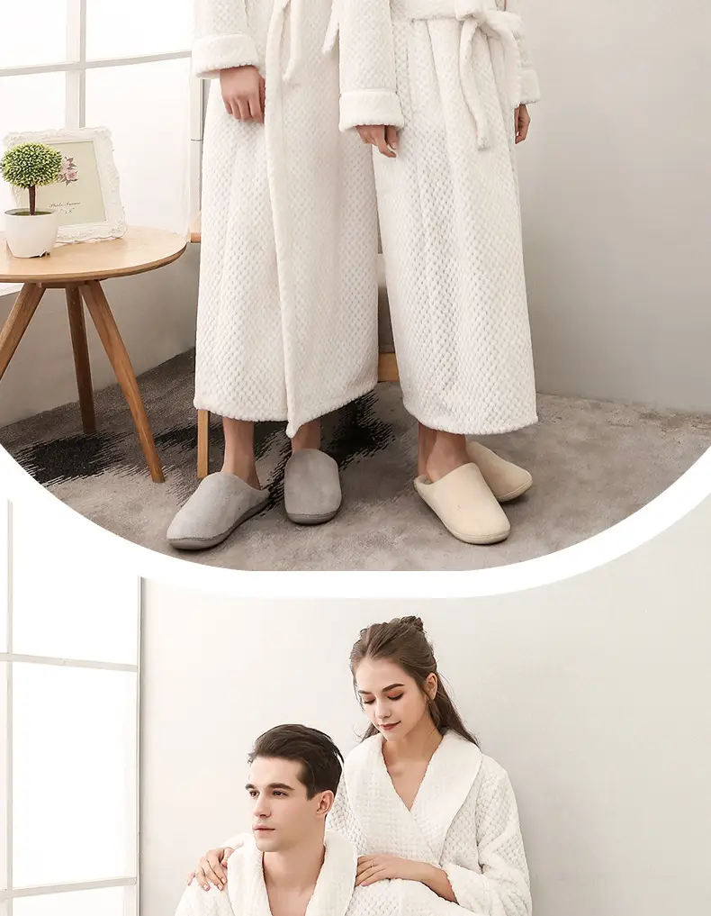 Purple Flannel Nightgown for Couple Plus Size Velvet Bathrobe — feature 16