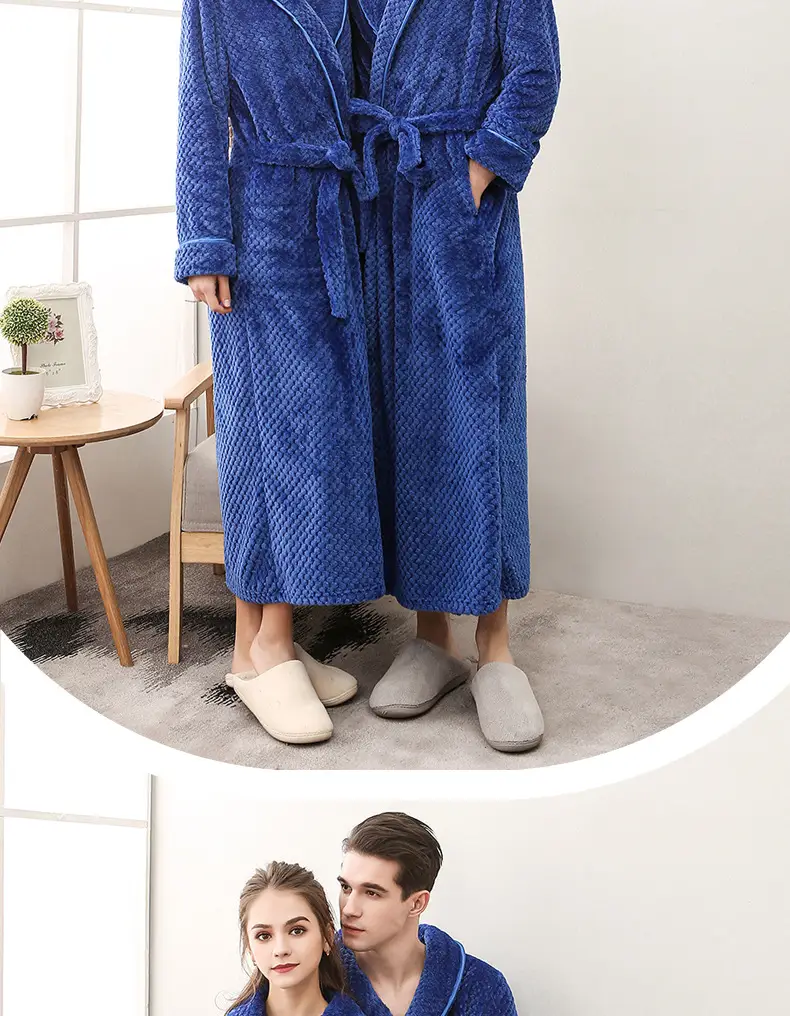 Purple Flannel Nightgown for Couple Plus Size Velvet Bathrobe — feature 18