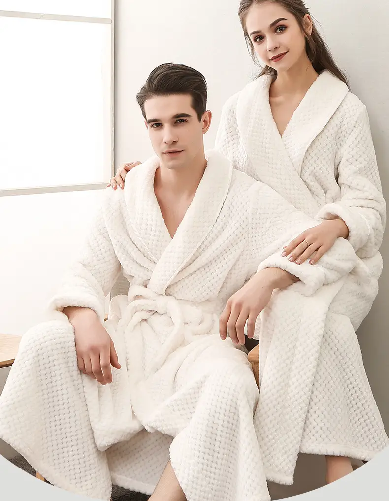 Purple Flannel Nightgown for Couple Plus Size Velvet Bathrobe — feature 9