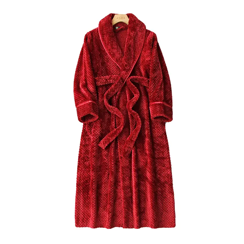 Purple Flannel Nightgown for Couple Plus Size Velvet Bathrobe - Image 6