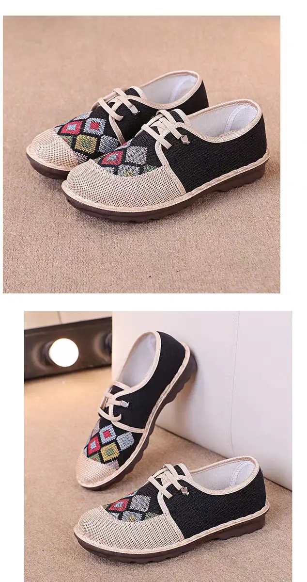Old Beijing Embroidered Cloth Shoes for Women, Non-Slip Soft Sole Shoes for Middle-Aged and Elderly Mothers, Flat Shoes, Comfortable for Middle-Aged and Elderly People — feature 1