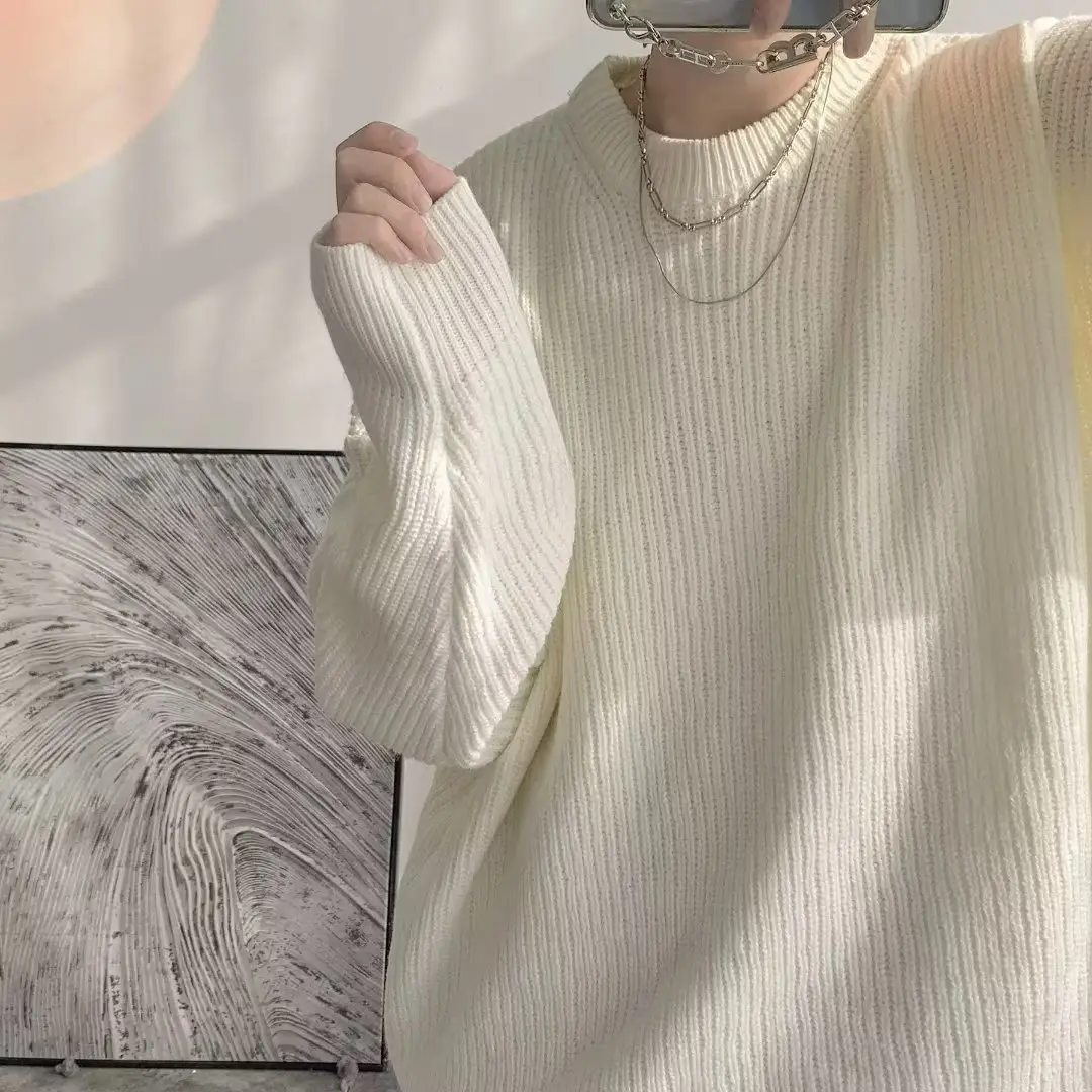 Men's Knit Sweater Winter Wear Brown Loose Fit