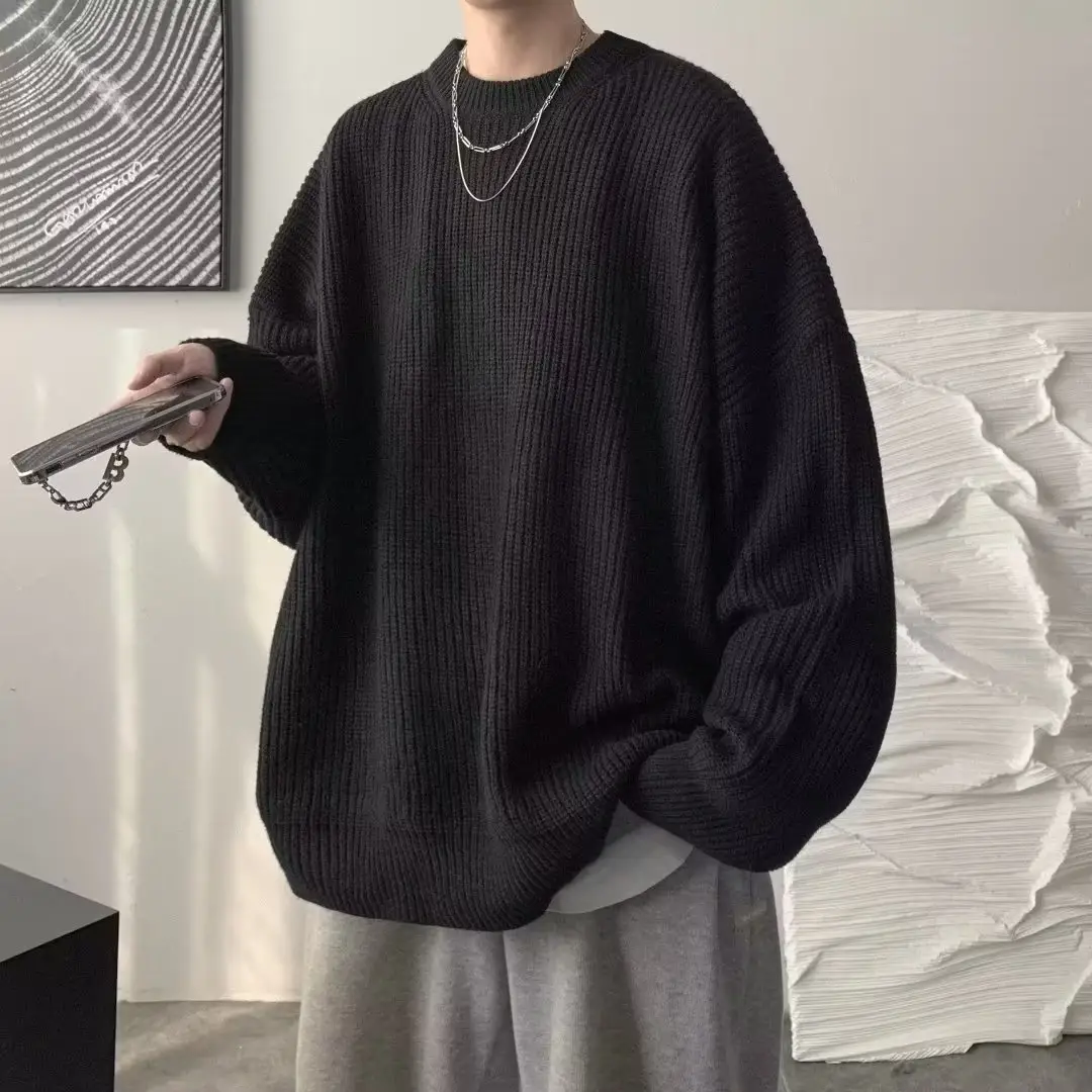Men's Knit Sweater Winter Wear Brown Loose Fit