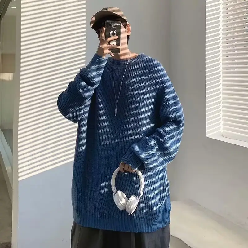 Men's Knit Sweater Winter Wear Brown Loose Fit — feature 13