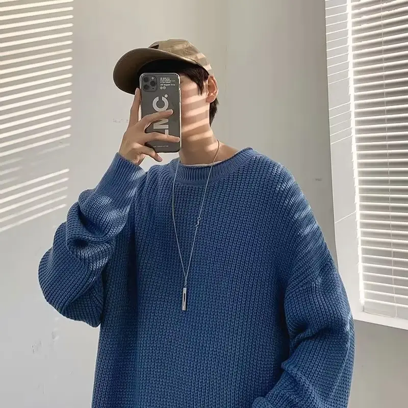 Men's Knit Sweater Winter Wear Brown Loose Fit — feature 14