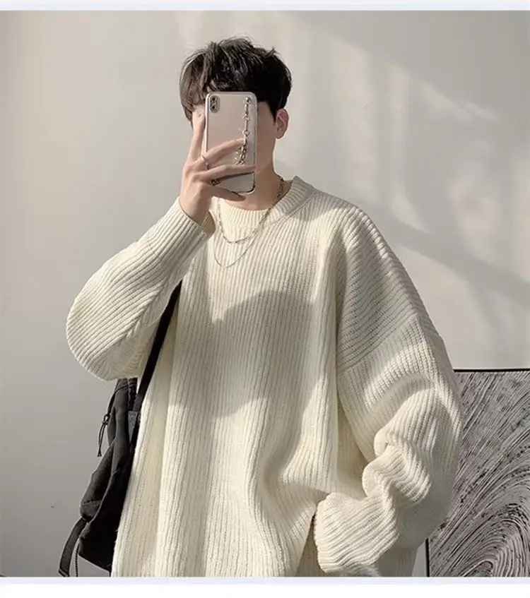 Men's Knit Sweater Winter Wear Brown Loose Fit — feature 20