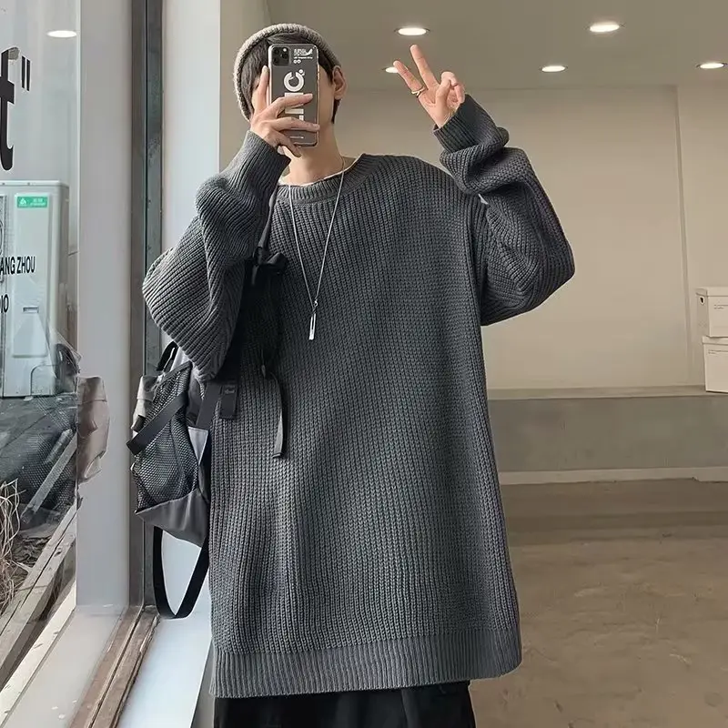 Men's Knit Sweater Winter Wear Brown Loose Fit — feature 24