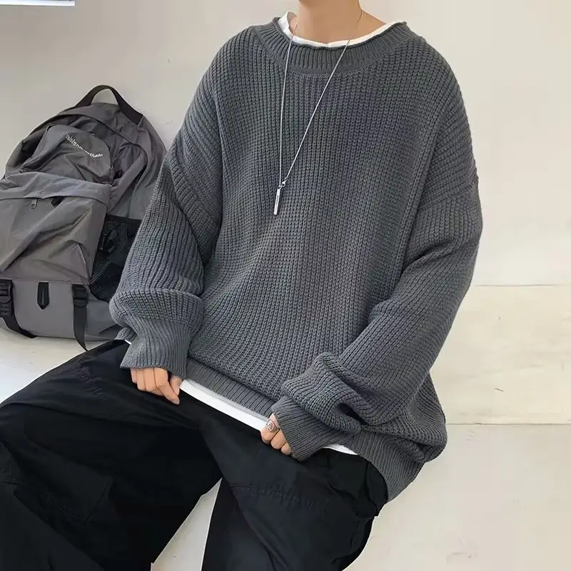 Men's Knit Sweater Winter Wear Brown Loose Fit — feature 26