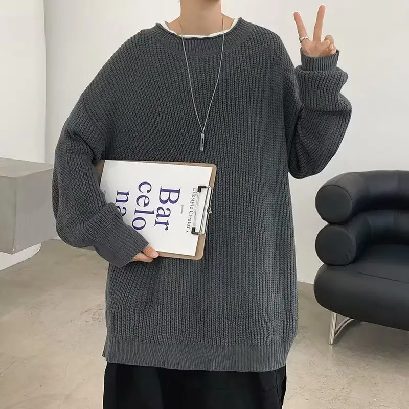 Men's Knit Sweater Winter Wear Brown Loose Fit — feature 27