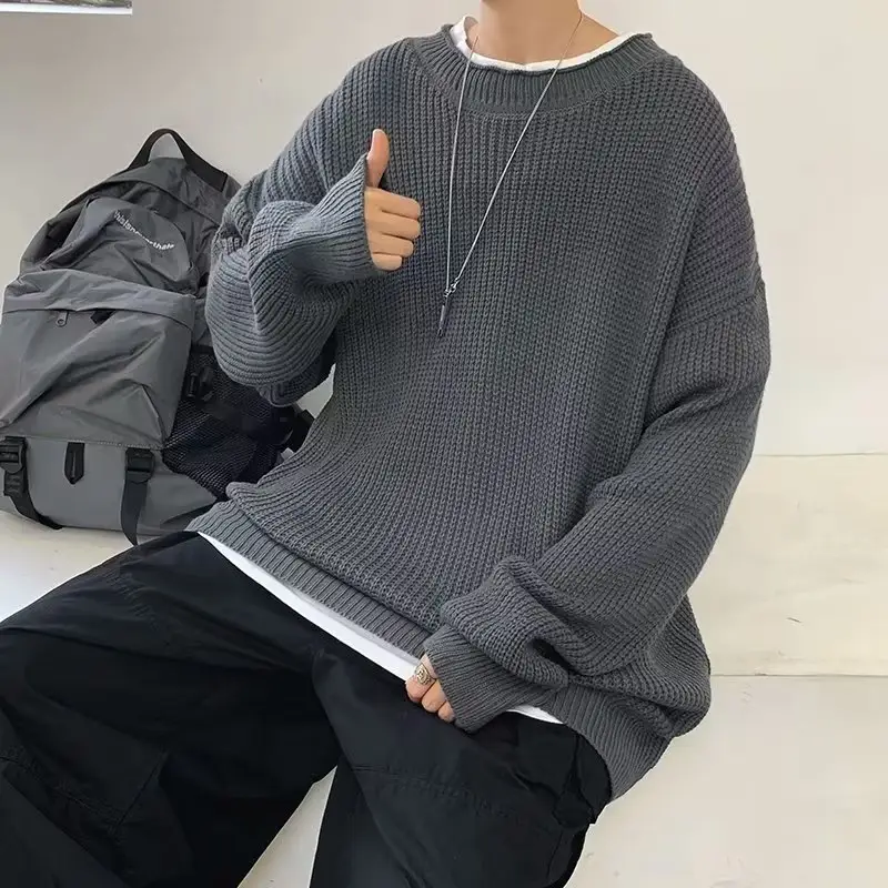 Men's Knit Sweater Winter Wear Brown Loose Fit — feature 28