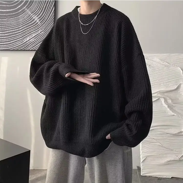 Men's Knit Sweater Winter Wear Brown Loose Fit — feature 3