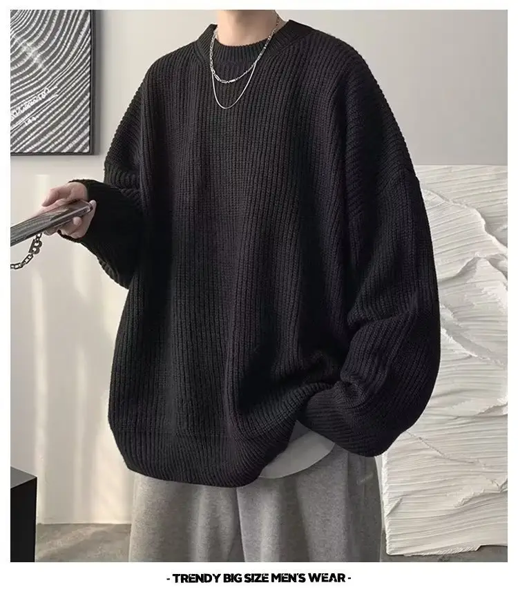 Men's Knit Sweater Winter Wear Brown Loose Fit — feature 5