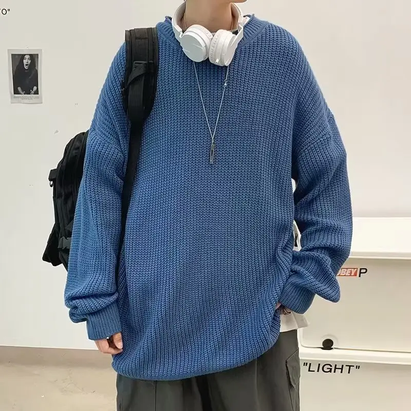 Men's Knit Sweater Winter Wear Brown Loose Fit — feature 9